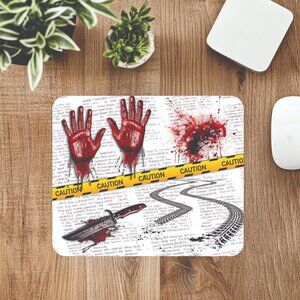 Crime Scene Computer Mousepad Home Office Decor Handmade